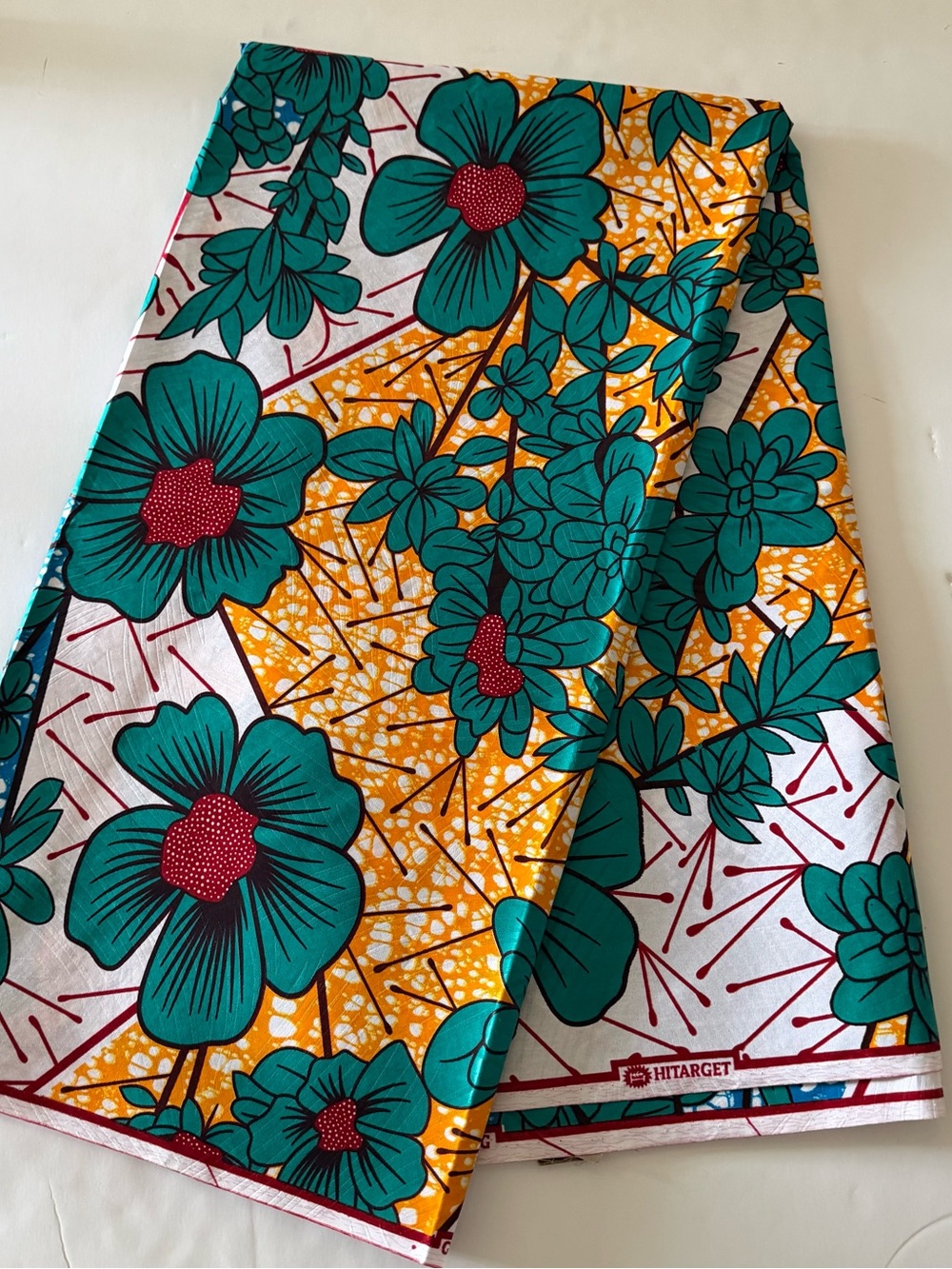 Vibrant Teal & Yellow Multicolor Floral Print Cotton Fabric